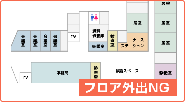 治験フロアからは外には出ないで下さい。